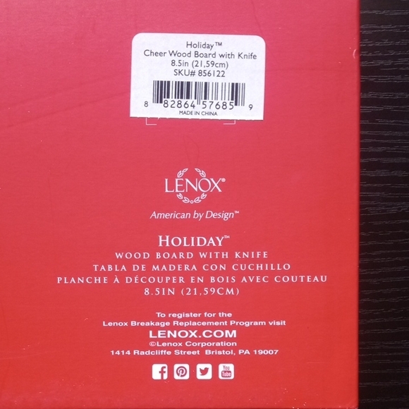 Lenox Cheer Cutting Board with Knife - Picture 3 of 4